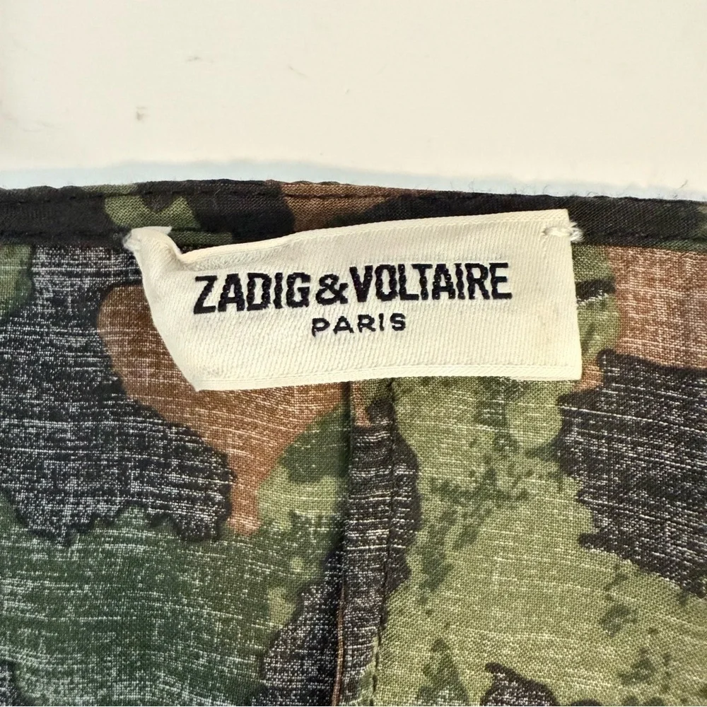 Zadig & Voltaire Green Black Rebelle Leo Midi Dress V Neck Leopard Size Small - Picture 6 of 13